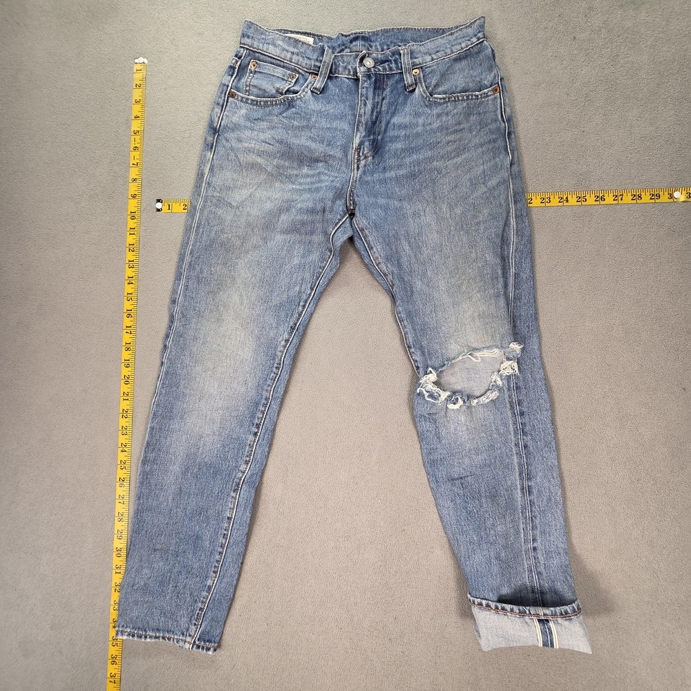 Levis 512 Jeans Mens Selvedge‎ Light Wash Slim Tapered Thrashed Fits 28x27
